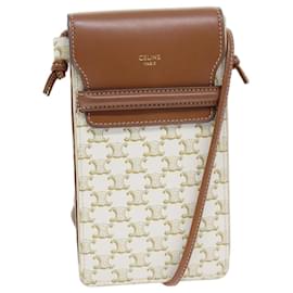 Céline-CELINE Triomphe Bandolera PVC Cuero Blanco Auth 73744-Blanco