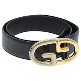 Gucci-GUCCI Belt Leather 26.4""-28.7"" Black Auth ti1727-Black