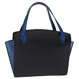 Louis Vuitton-Bolso de mano LOUIS VUITTON Epi Bicolor Varenne Negro Azul M52385 LV Auth 73527-Negro,Azul