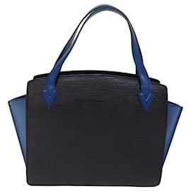 Louis Vuitton-Bolso de mano LOUIS VUITTON Epi Bicolor Varenne Negro Azul M52385 LV Auth 73527-Negro,Azul