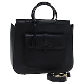 Gucci-GUCCI Hand Bag Leather 2way Black 000 2058 0307 6 Auth 73864-Black