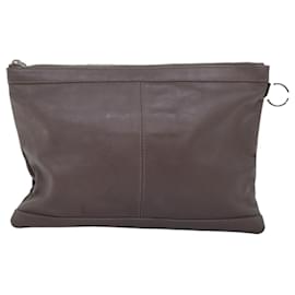 Balenciaga-BALENCIAGA Clutch Bag Leather Gray 273022 Auth am6190-Grey
