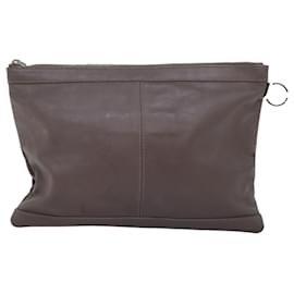Balenciaga-BALENCIAGA Clutch Bag Leather Gray 273022 Auth am6190-Brown