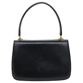 Gucci-GUCCI Hand Bag Leather Black Auth yk12169-Black