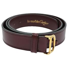 Cartier-CARTIER Belt Leather 39.8"" Red Auth am6240-Red