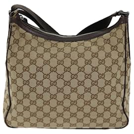 Gucci-GUCCI GG Canvas Umhängetasche Beige 131211 Auth 73982-Beige