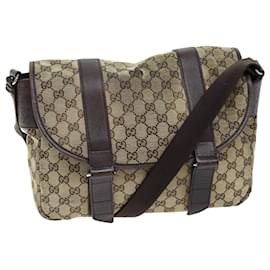 Gucci-GUCCI GG Canvas Shoulder Bag Beige Auth ti1673-Beige