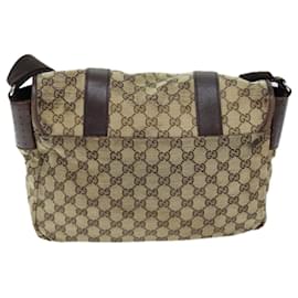 Gucci-GUCCI GG Canvas Shoulder Bag Beige Auth ti1673-Beige