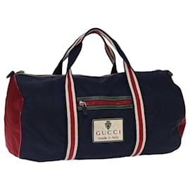 Gucci-GUCCI Boston Bag Nylon Navy Red Green 189655 Auth 74103-Red,Green,Navy blue