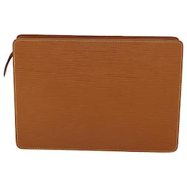 Louis Vuitton-LOUIS VUITTON Epi Pochette Homme Pochette Marron Zipang or M52528 Auth am6094-Marron,Autre