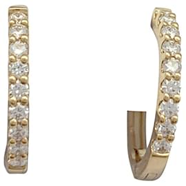 inconnue-Pair of small hoop earrings in yellow gold, diamonds.-Other