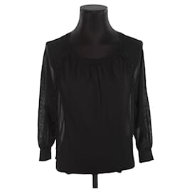 Nina Ricci-Long-sleeved silk top-Black