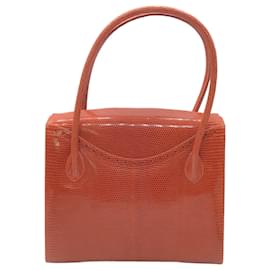 Autre Marque-Darby Scott Dark Orange Lizard Skin Leather Thompson Tote Handbag-Orange
