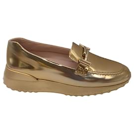 Autre Marque-Tod's Gold Metallic Patent Leather Loafers-Golden