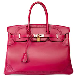 Hermès-HERMES Birkin 35 Bag in Red Leather - 101931-Red