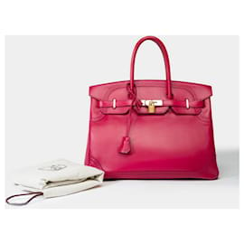 Hermès-HERMES Birkin 35 Bag in Red Leather - 101931-Red
