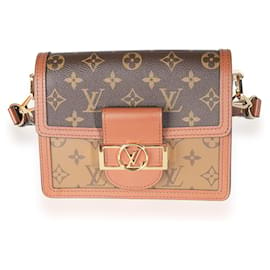 Louis Vuitton-Louis Vuitton Reverse Tela Monogramma Mini Dauphine-Marrone,Beige