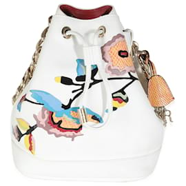 Christian Dior-Christian Dior Couro de bezerro branco Multicolor Python Appliqué Paradise Bubble Bucket-Branco,Multicor