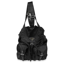 Prada-Prada Black Tessuto Nylon Small Logo Backpack-Black