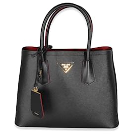 Louis Vuitton-Prada Sac cabas doublé en cuir Saffiano noir moyen-Noir