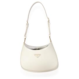 Prada-Prada – Cleo-Tasche aus elfenbeinfarbenem Lack-Weiß
