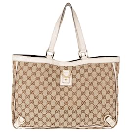 Gucci-Gucci Abbey Shopper-Tasche mit GG-Monogramm-Beige