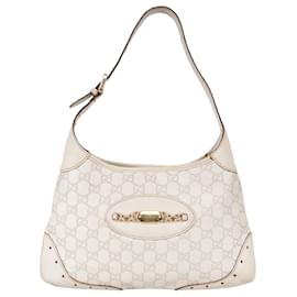 Gucci-Bolso de hombro Jackie de cuero con monograma GG de Gucci-Blanco