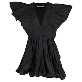 Philosophy di Lorenzo Serafini-Philosophy di Lorenzo Serafini V-Neck Mini Dress With Exaggerated Shoulders In Black Polyester-Black