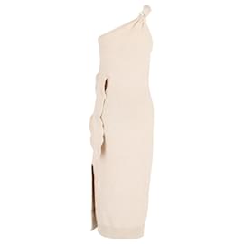 Jacquemus-Jacquemus La Robe Maille Noeud Midi Dress in Beige Polyamide-Beige