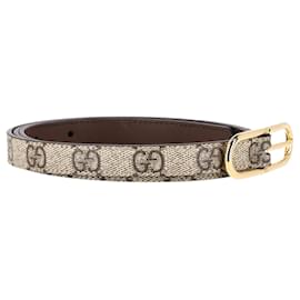 Gucci-Schmaler Gucci Jackie Logo-Gürtel aus beigem Canvas-Beige