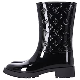 Louis Vuitton-Louis Vuitton Drops Flat Half Boot in Black Rubber-Black