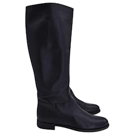 Prada-Prada Riding Boots in Black Leather-Black