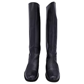 Prada-Prada Riding Boots in Black Leather-Black