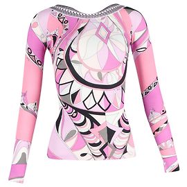 Blusa Emilio Pucci estampada com decote em V em seda rosa Rosa