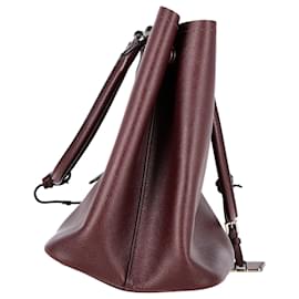 Prada-Prada Medium Double Handle Tote Bag in Burgundy Saffiano Leather-Dark red