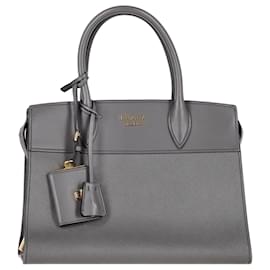 Prada-Sac Cabas Prada Moyen Esplanade en Cuir Saffiano Gris-Gris