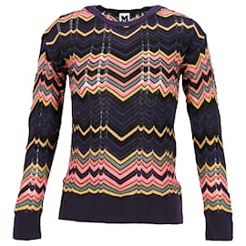Missoni-M Missoni Zig Zag Long Sleeve Top in Multicolor Cotton-Other