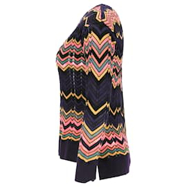 Missoni-M Missoni Zig Zag Long Sleeve Top in Multicolor Cotton-Other