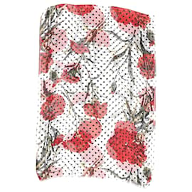 Dolce & Gabbana-Dolce & Gabbana Floral Scarf in White & Red Silk-Red