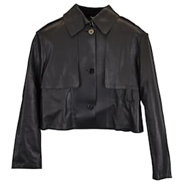 Theory-Theory Cropped Jacket in Black Leather-Black