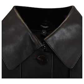 Theory-Theory Cropped Jacket in Black Leather-Black