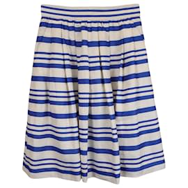 Dolce & Gabbana-Dolce & Gabbana Striped Mini Skirt in White & Blue Cotton-Blue,Light blue