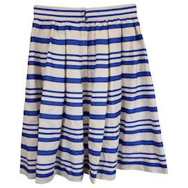 Dolce & Gabbana-Dolce & Gabbana Striped Mini Skirt in White & Blue Cotton-Blue,Light blue