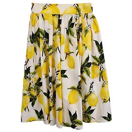 Dolce & Gabbana Falda Limón en Algodón Amarillo Amarillo
