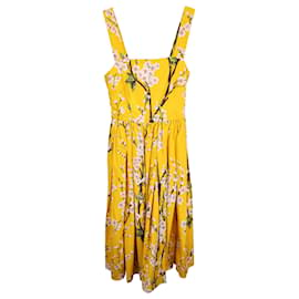 Dolce & Gabbana-Dolce & Gabbana Almond Blossom Sundress in Yellow Cotton-Yellow