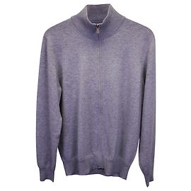 Brunello Cucinelli Full-Zip Cardigan in Blue Gray Cashmere  Grey