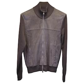 Tom Ford-Tom Ford Zipped Jacket in Gray Suede-panel and Cotton-Brown