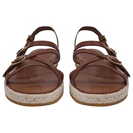 Tod's-Tod's Strappy Sandals in Brown Leather-Brown