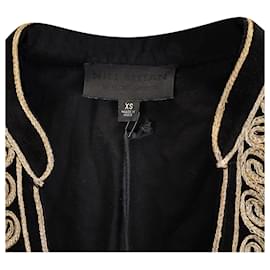 Nili Lotan-Nili Lotan Rohan Embroidered Jacket in Black Velvet -Black