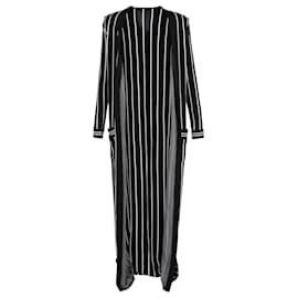 Balmain-Balmain Striped Stretch-Knit Cardigan in Black Wool-Black
